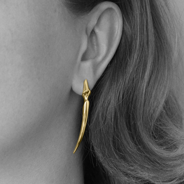 Yellow Gold Vermeil Long Fang Stud Earrings