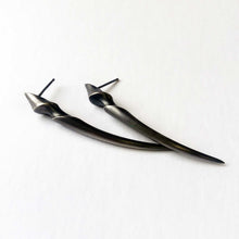 Load image into Gallery viewer, Black Rhodium Long Fang Stud Earrings
