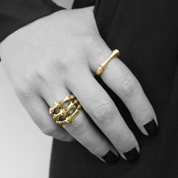 Yellow Gold Vermeil Trilogy Spine Ring