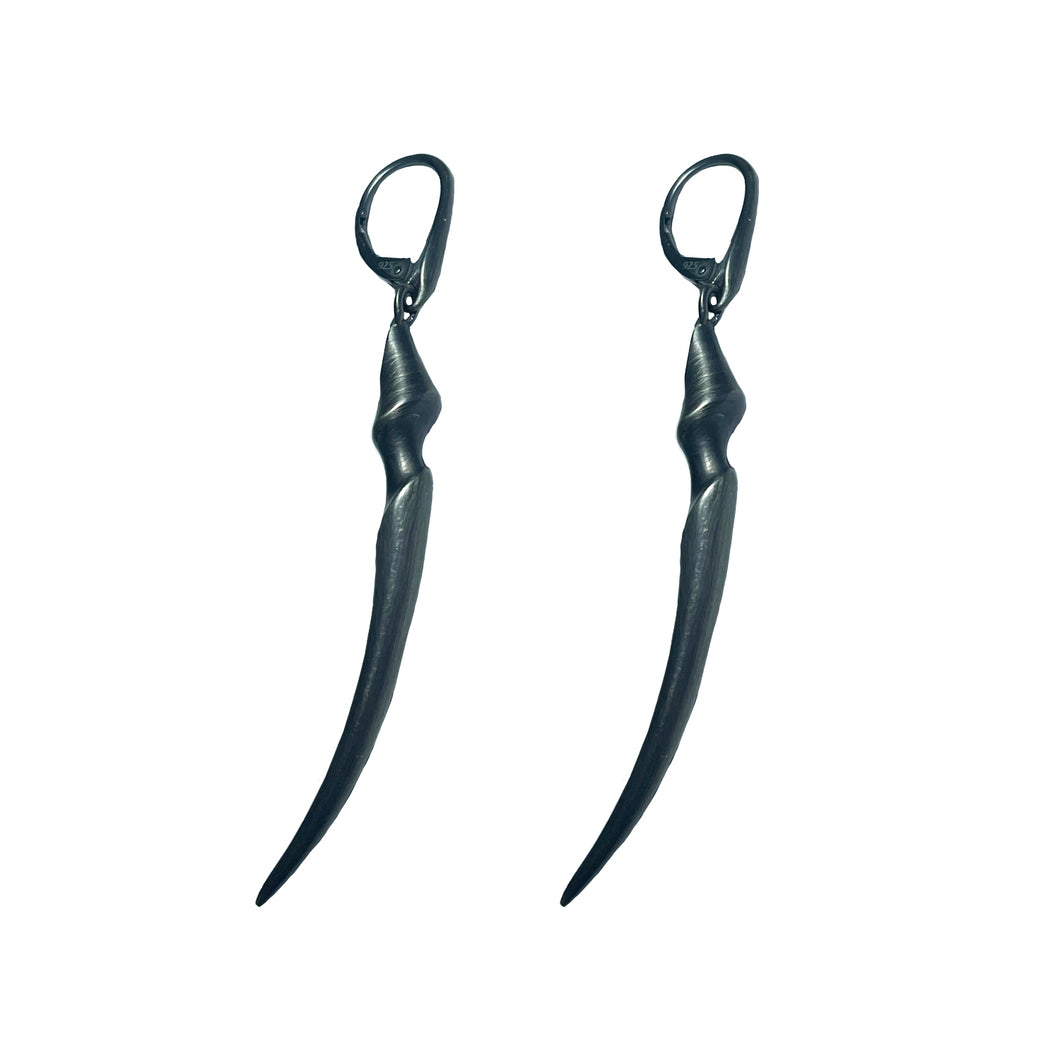 Black Rhodium Long Fang Drop Earrings