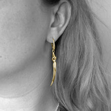 Load image into Gallery viewer, Yellow Gold Vermeil Long Fang Drop Earrings

