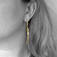 Load image into Gallery viewer, Yellow Gold Long Fang Drop Earrings