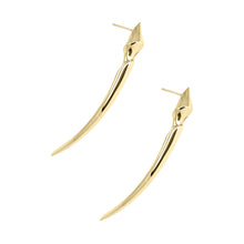 Load image into Gallery viewer, Yellow Gold Long Fang Stud Earrings