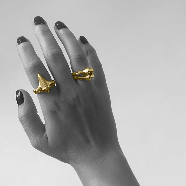 Yellow Gold Vermeil Spine Tooth Ring