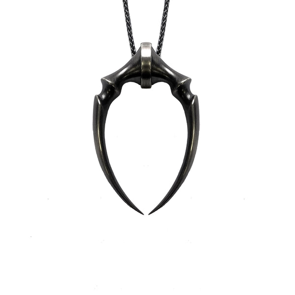 Black Rhodium Large Double Fang Pendant