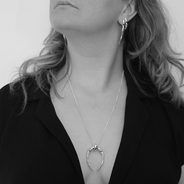 Sterling Silver  Large Double Fang Pendant
