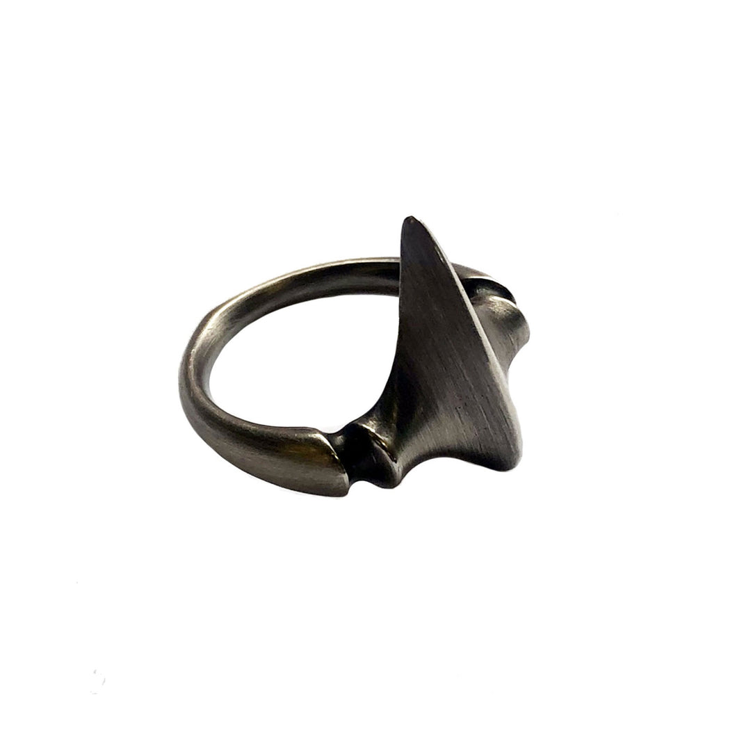 Black Rhodium Spine Tooth Ring