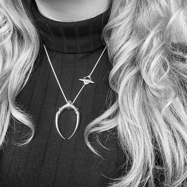 Black Rhodium Large Double Fang Pendant