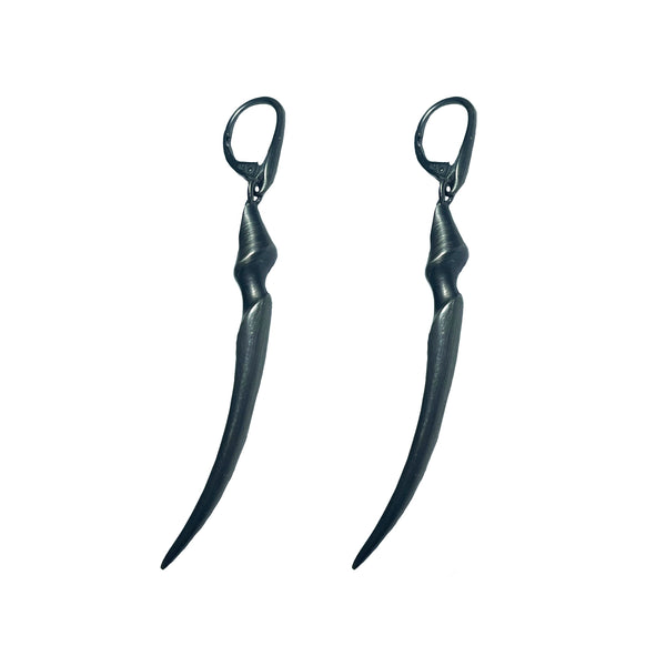 Black Rhodium Long Fang Drop Earrings