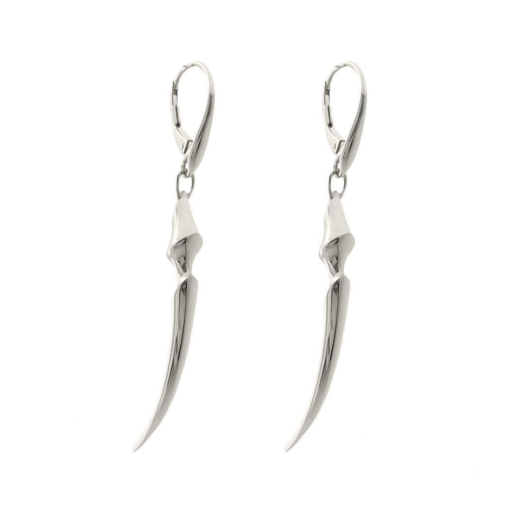 Sterling Silver Long Fang Drop Earrings