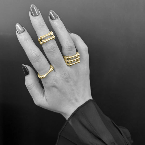 Yellow Gold Double Sleek Bone Ring