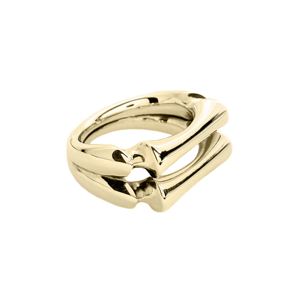 Yellow Gold Double Sleek Bone Ring